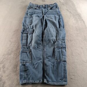 American Eagle Cargo Jeans Womens 8 (28x28) Blue High Rise Baggy Straight Skater